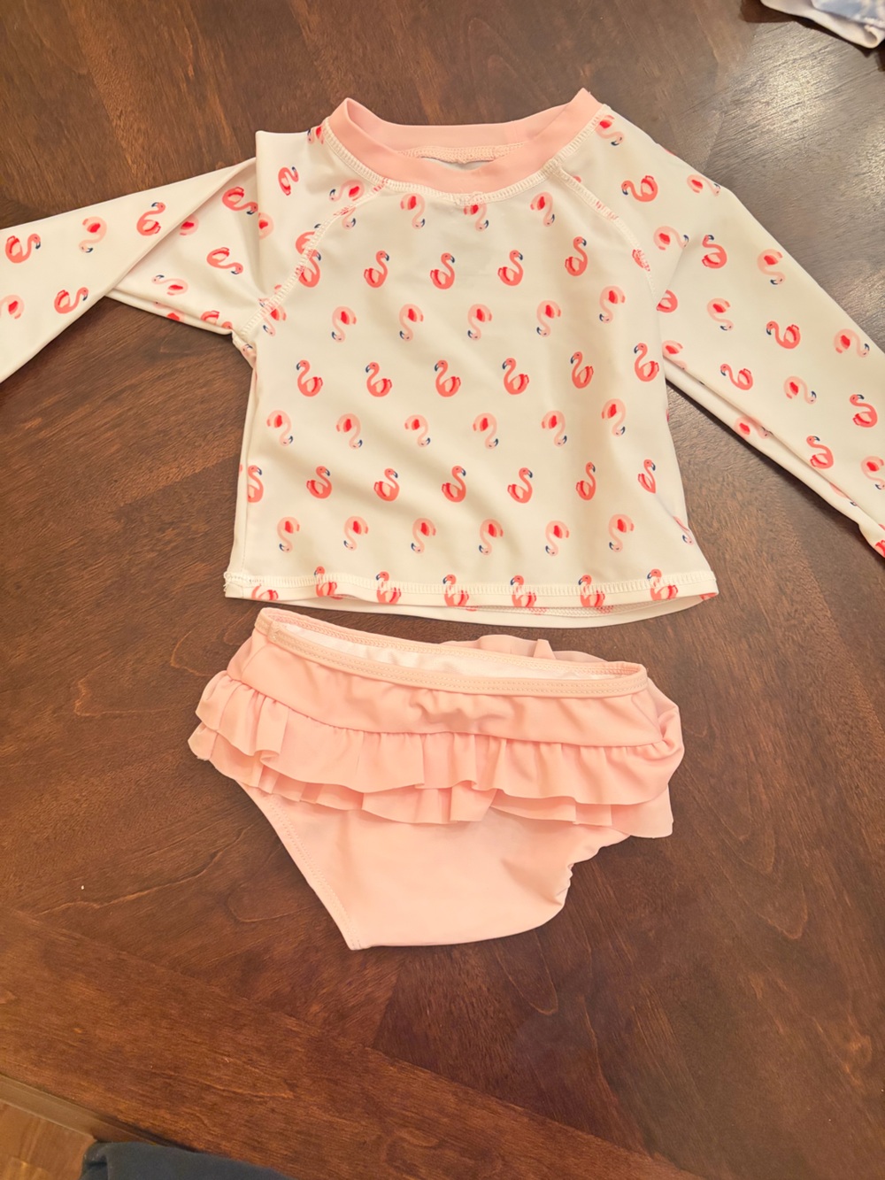 Girls' Pink Flamingo Two-Piece Swim Set
